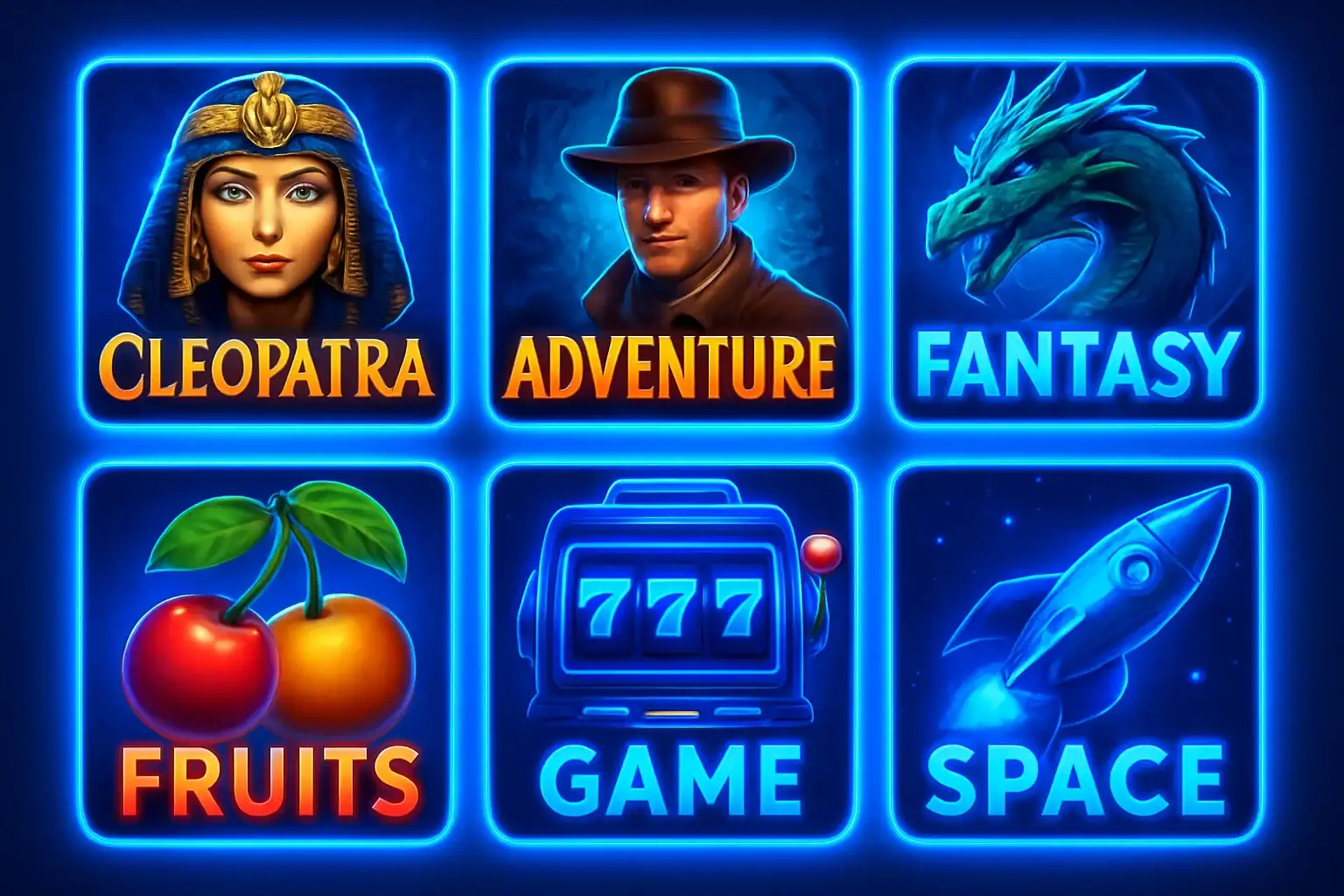 Grid of colorful popular slot game thumbnails with diverse themes